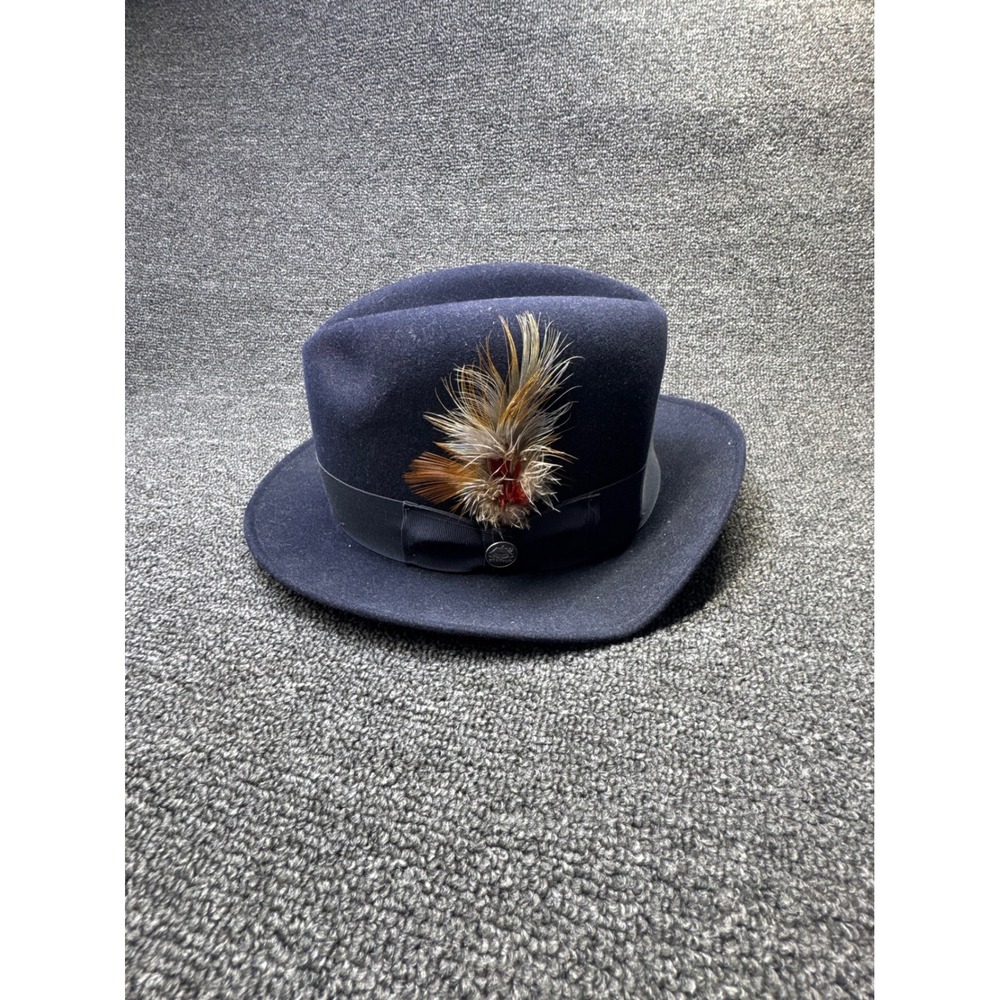 Stetson Fedora Mens 7 1/2 Selby Midnight Blue Royal Quality Fur Felt USA EUC